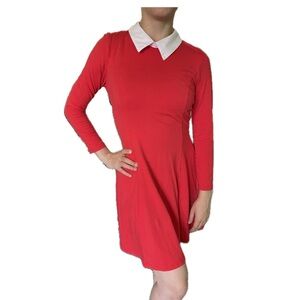 Red dress with white collar